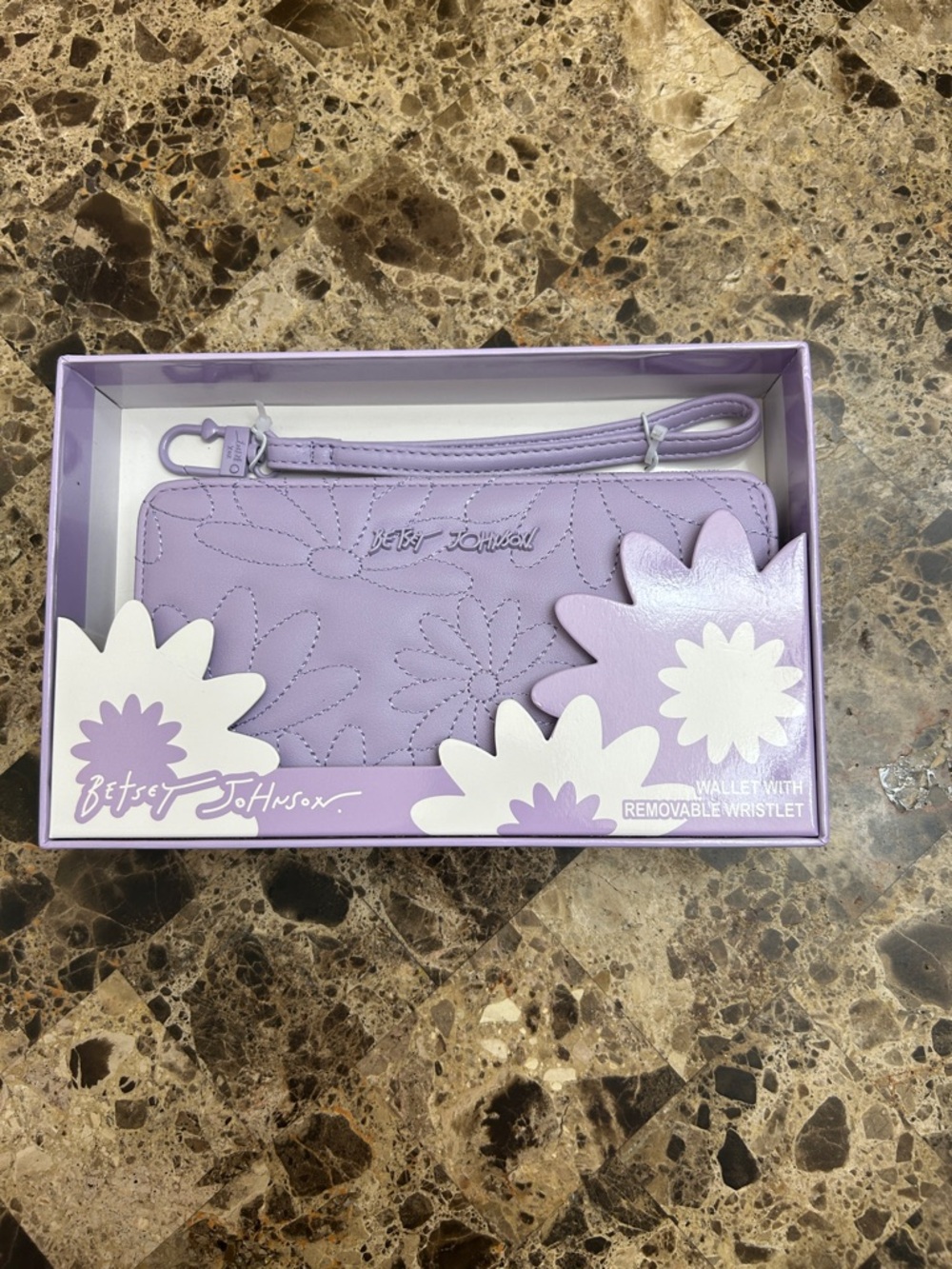 Betsey Johnson Lavender Floral Quilted Wristlet Wallet